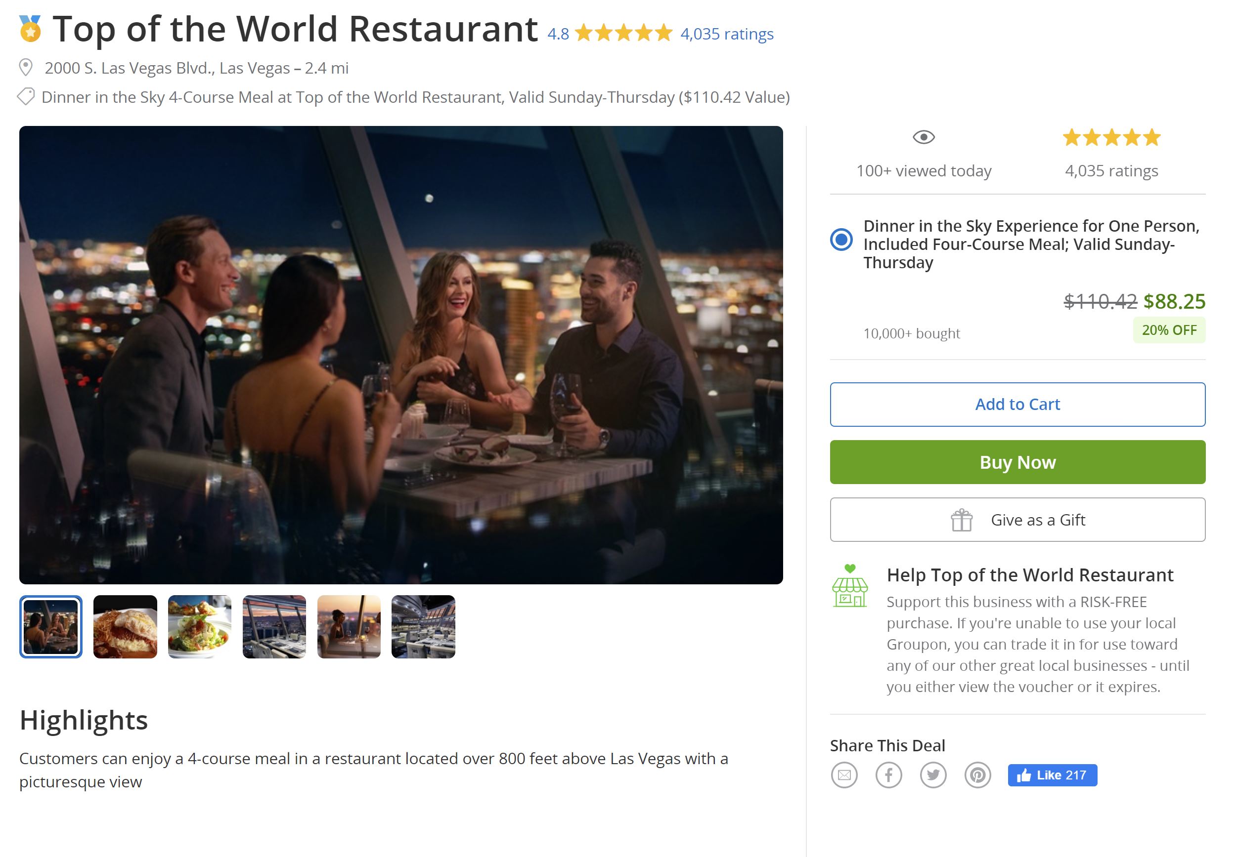 top of the world restaurant groupon dining