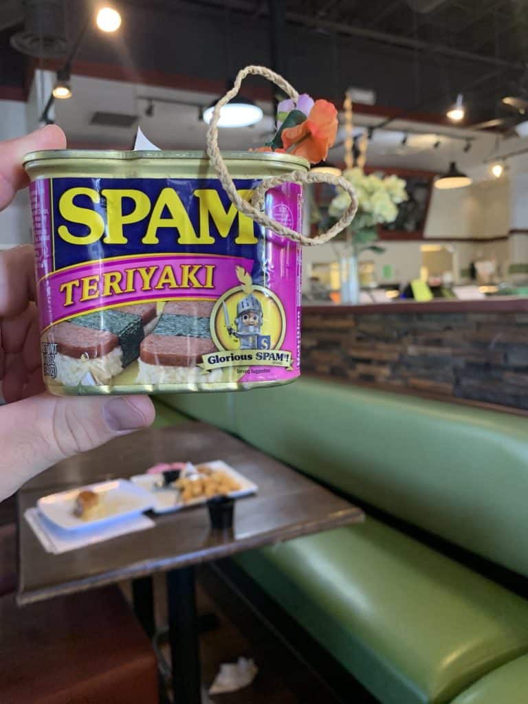 spam can in a Hawaiian restaurant cinnamon's las vegas