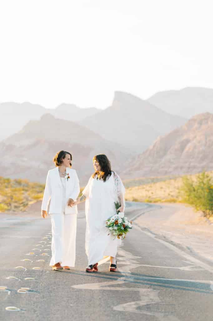 las vegas elopement lesbian couple in red rock canyon