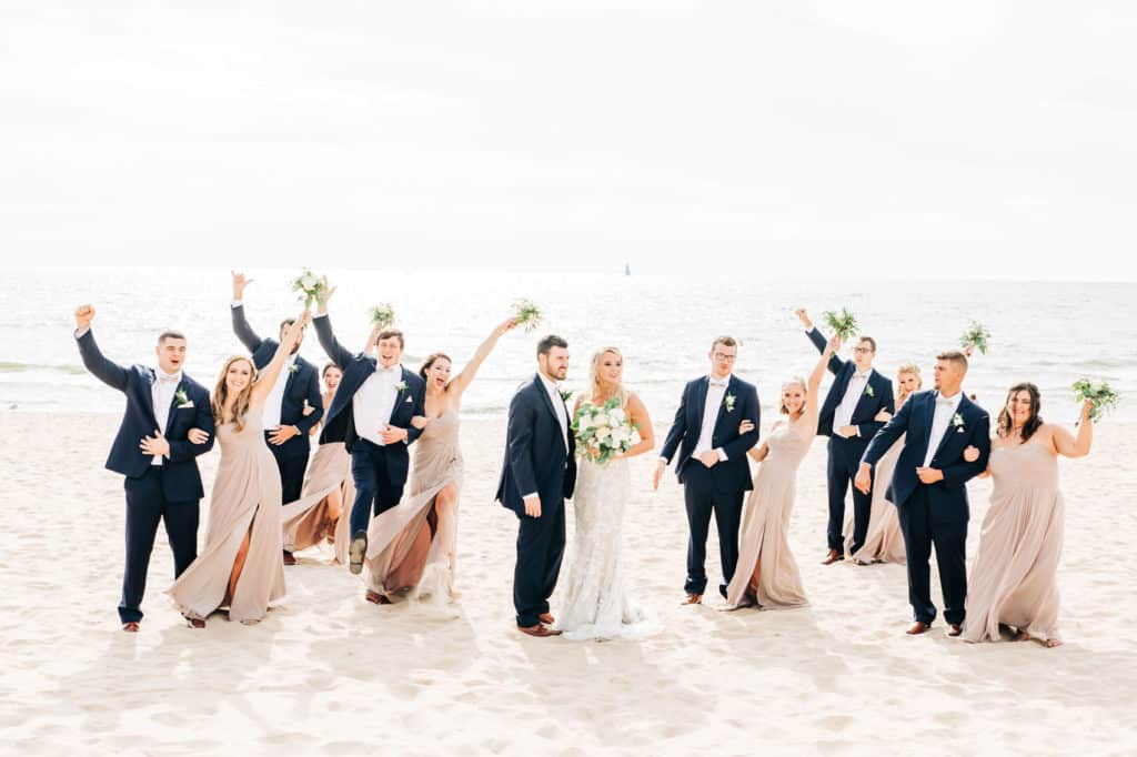 wedding party on the beach
