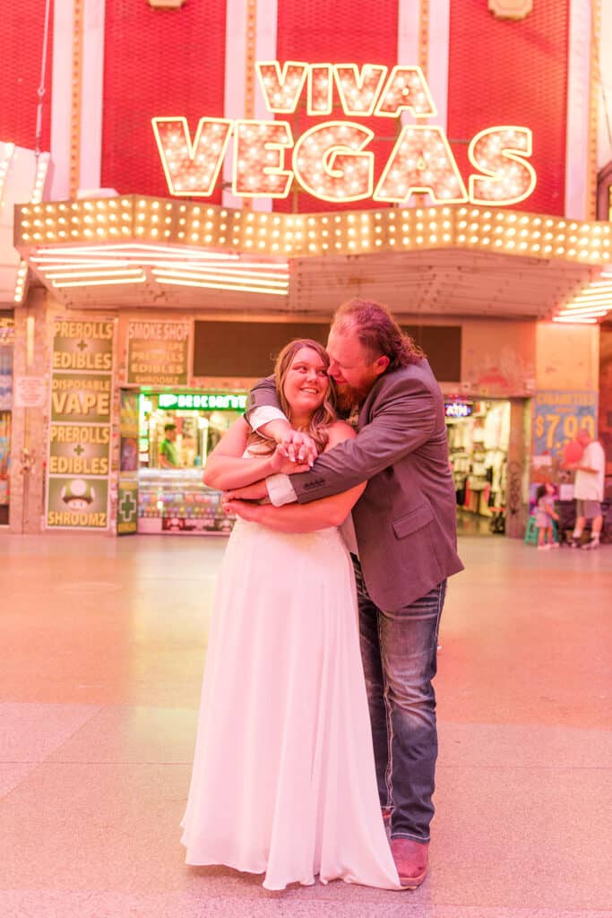 wedding day las vegas fremont portraits with bride and groom